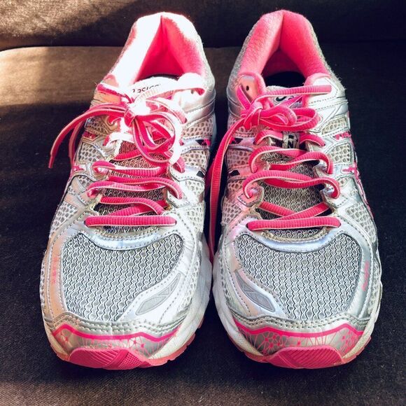 ASICS Gel Kayano 21 US US Silver Grey Pink Black running Shoe T4H7Q Womens 9 US - Picture 2 of 9